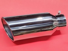 Polished Stainless Steel 15 Exhaust Tip Angled Rolled End 4 Inlet 6 Outlet