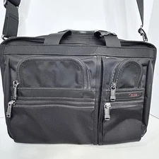 Tumi Alpha T-Pass Expandable Briefcase Laptop Bag Nylon Black