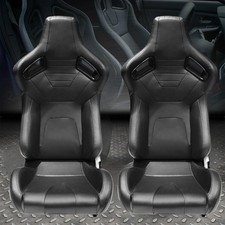 1pair Universal Car Racing Seats Pvc Leather With 2 Sliders Sport Seats Black