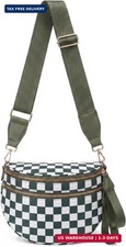 Checkered Crossbody Bag Nylon Bum Bags for Women Spacious Handbags Checkered Pur