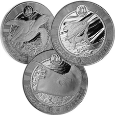 3 x 2025 1 oz Cayman Islands Sea Life Collection .9999 Silver Coins BU #A735