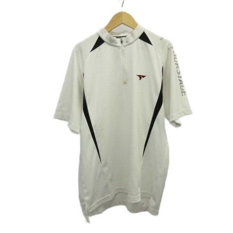 Tourstage Golf Polo Shirt Men M White Short Sleeve Half Zip Excellent Japan