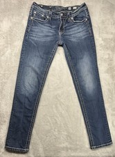 Miss Me Jeans Womens 30 Skinny JP621053 Embroidered Pocket Stretch Blue Denim