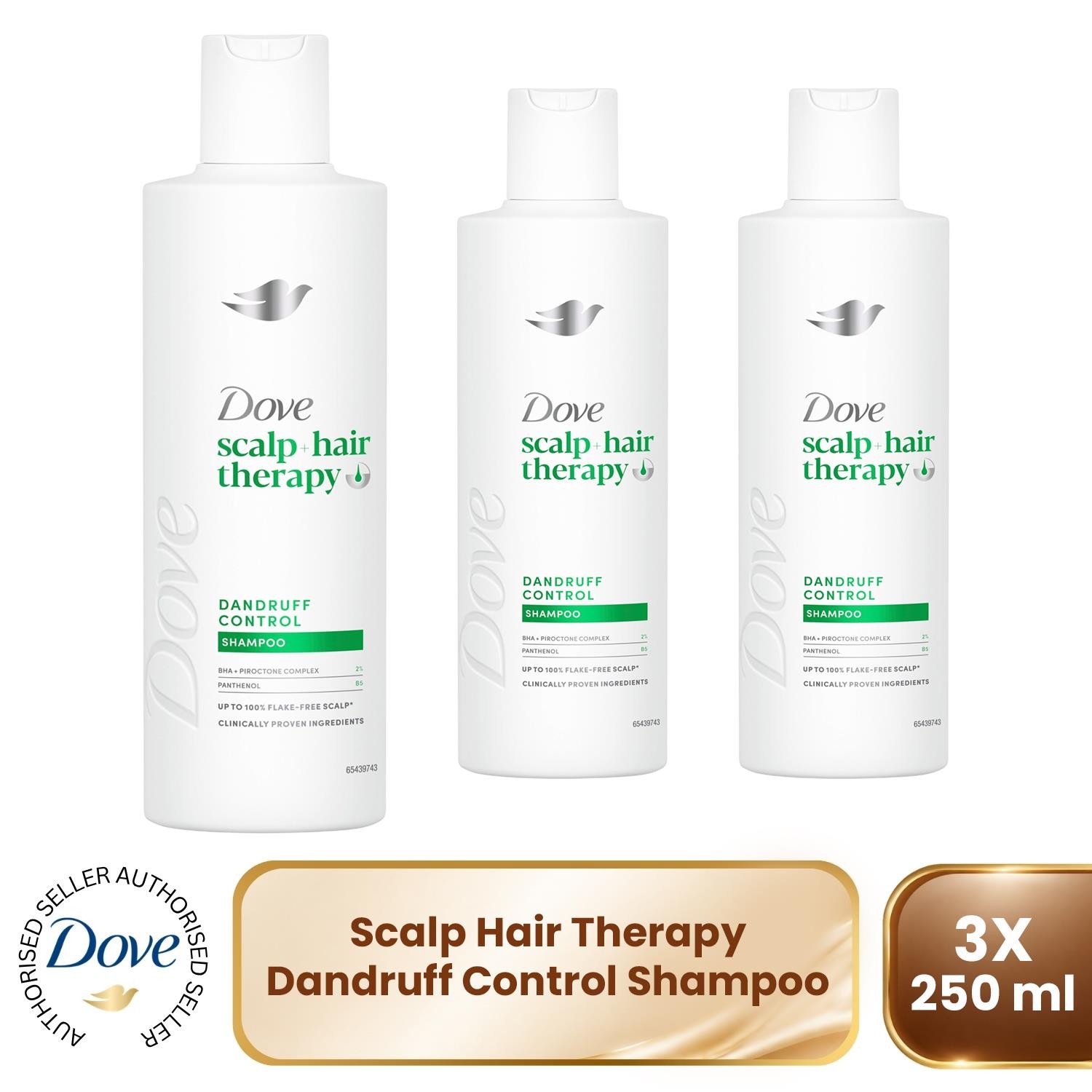 Dove Scalp + Hair Therapy Dandruff Control Shampoo 3x250ml, Salicylic Acid - Image 5