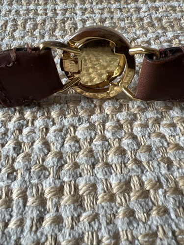 Lauren Ralph Lauren cintura elasticizzata vintage pelle intrecciata fibbia oro - Foto 5 di 8