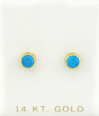 LAB CREATED 1,38 kt LONDON BLAUTOPAS OHRSTECKER 14k GOLD - neu mit Etikett