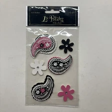 La Petites 3-D Paisley Floral New Stickers Pink Black Flowers Paper Studio