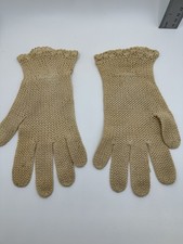 Antique Edwardian Crochet Lace Gloves 1900-1910's Hand Made Ivory Wedding Small