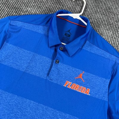 Florida Gators Polo Shirt Mens Medium Blue Nike Air Jordan Dri Fit SEC NCAA