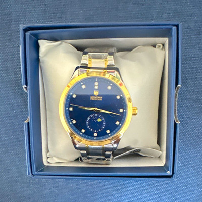 Montres Prestige Men s Moon Phase Watch 42mm Blue Dial Two-Tone Quartz w/ Box