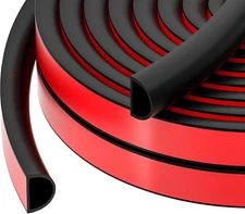 (Black 3/8" W × 1/4" T) 20FT Weather Stripping Door Seal - Self Adhesive Door We