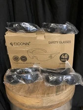 48 PAIR Pack Safety Glasses Protective /Grey SMOKE Lens / Sunglasses / Box 48