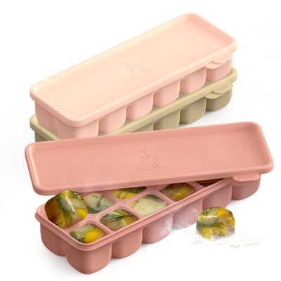 Silicone Freezer Trays with Lid, 1oz. 3ea Sets 12 Cube - Leak Proof Baby Food...