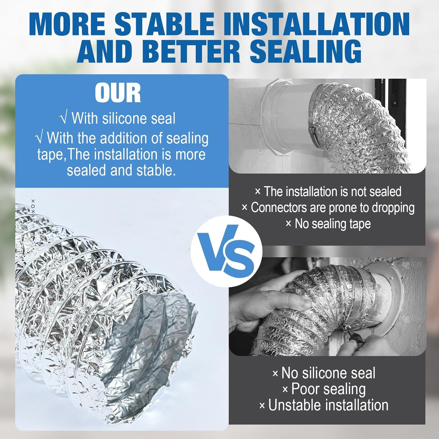 Silver Dryer Vent Hose for Tight Space Includes 2 90-Degree Dryer Vent Elbow and