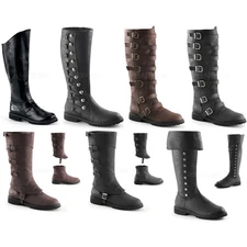 Pleaser Funtasma Monk Strap Knee Full Zipper Flat Heel Boots Adult Men Gotham10X