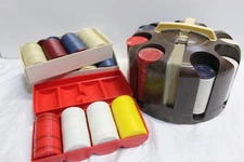 Vintage Poker Caddy with Chips And Cards Spins ~ Plus Boxes of Extra Chips