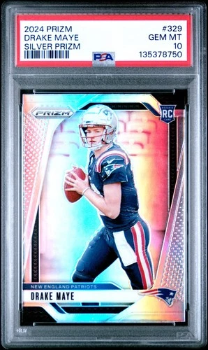 135378750 Drake Maye 2024 Panini Prizm #329 Silver RC PSA 10