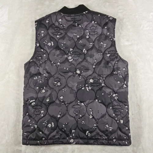 AAPE By A Bathing Ape Vest Men's Large Black Gray Streetwear Puffer Quilted Camo image 5