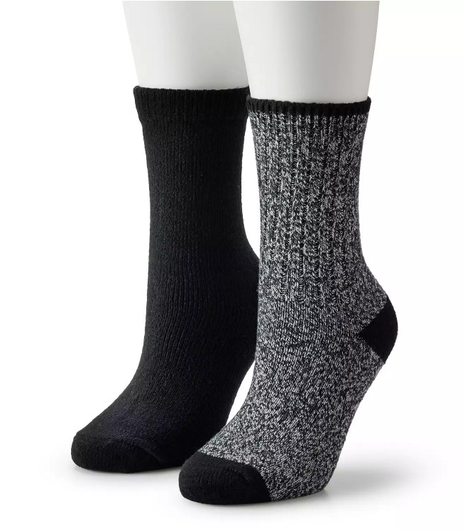 [ BIG SLAE ] Women's Sonoma Goods For Life® 2-pk. Ribbed Marl Crew Socks