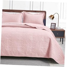 Quilts for Queen Bed Pink Bedspreads - Full/Queen 90"x96" Coin Pattern Pink
