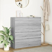 Sideboard Grau Sonoma 100X35X99 Cm Holzwerkstoff Kommode Wohnzimmer