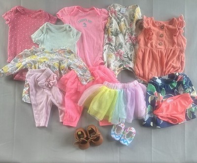 Baby Girl Clothes Lot Of 13 Size 3 Month 0-3 Month Carters And Mix Brands