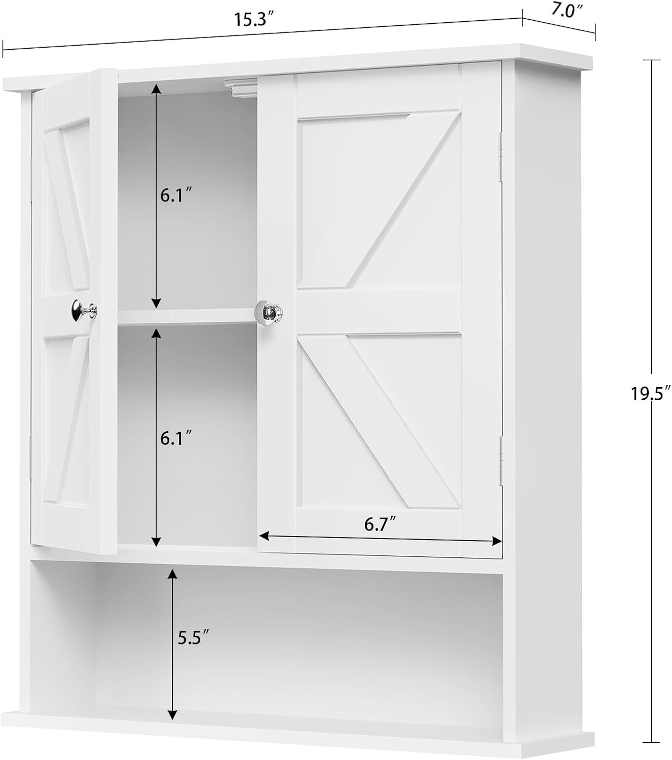 Bathroom Wall Cabinet,Over The Toilet Space Saver Storage Cabinet with Barn Door