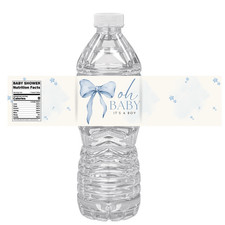 Oh Baby It Is a Boy Water Bottle Labels Blue Ribbon Design 12 PCS Glossy