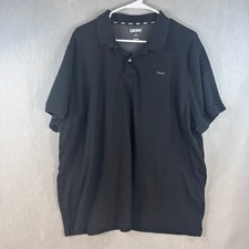 DKNY Mens Black Short Sleeve Pique Polo Shirt Size 2XL Logo RN 160479