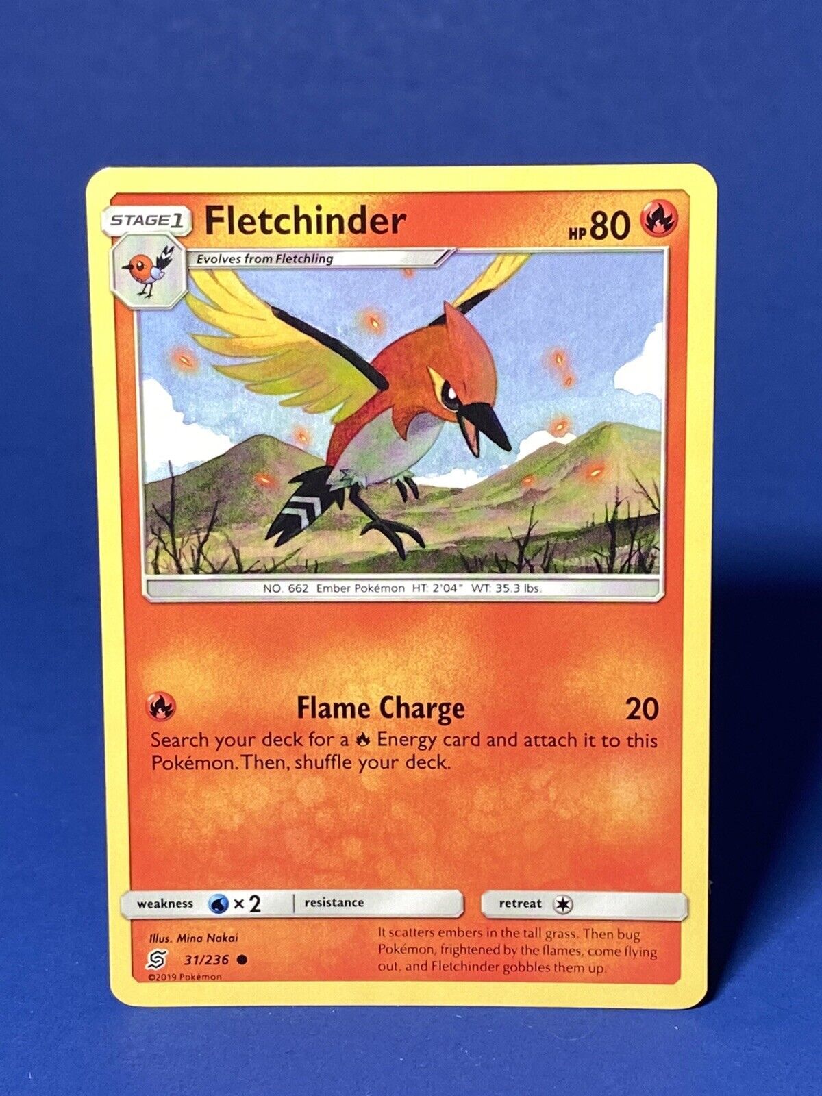 Pokemon Card, Fletchinder 31/236, Common, Unified Minds Set (2019), NM/M