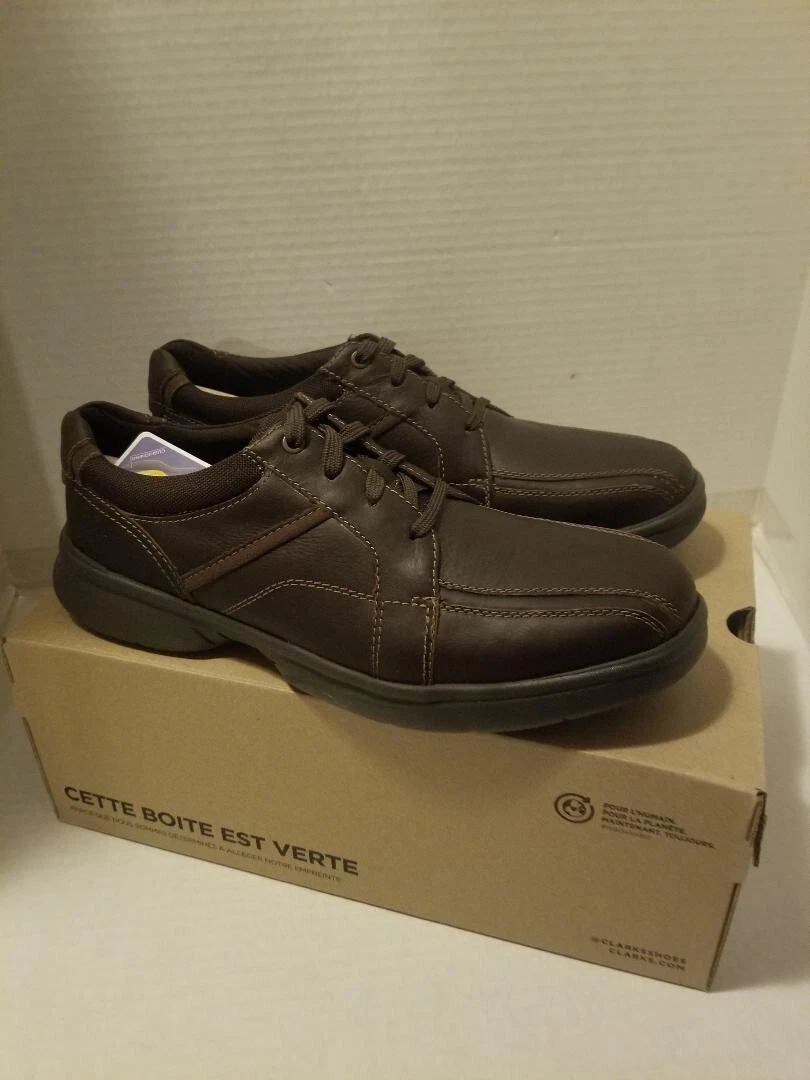 Scarpe Oxford Clarks da uomo Bradley Walk in pelle marrone con lacci taglia 12M NUOVE