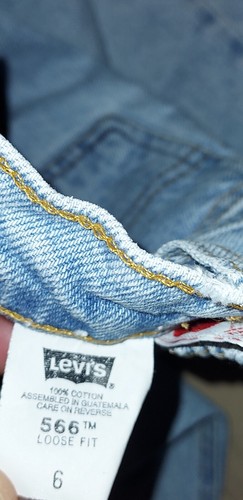 VTG 90s LITTLE LEVIS 566 BLUE DENIM LOOSE FIT JEANS 6 YOUTH BOYS KIDS ORANGE TAB - Picture 6 of 7