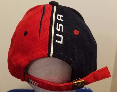 Berretto Baseball Bandiera USA Ricamato Regolabile Metallo Chiusura Flip Rosso Bianco Blu - Foto 3 di 7