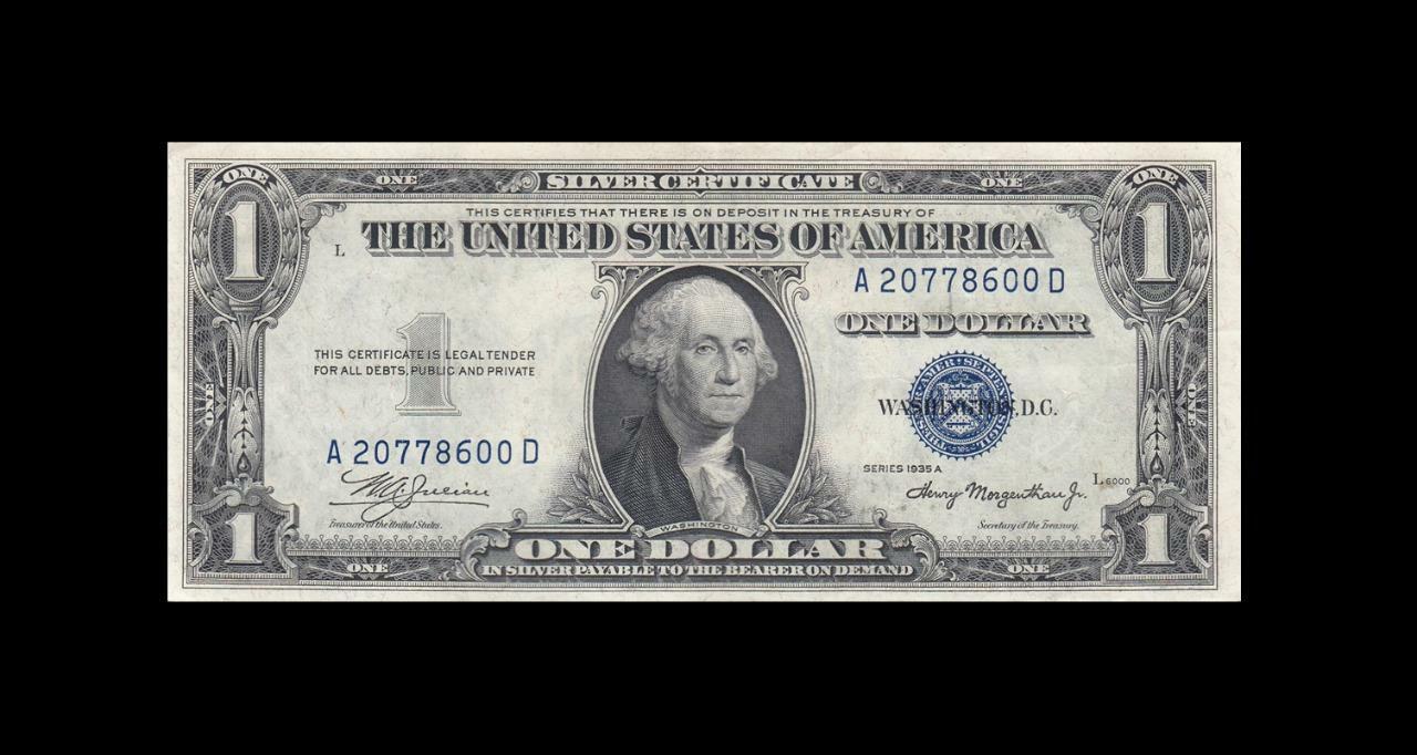 1935-A UNITED STATES SILVER CERTIFICATE $1 