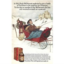 Drambuie Licor Escocés Malta Whisky Tradición Navidad AD 1980 Estampado Vintage