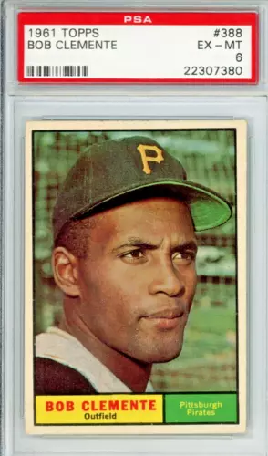 1961 Topps Roberto Clemente baseball card, PSA graded EX-MT 6, #388 in the set