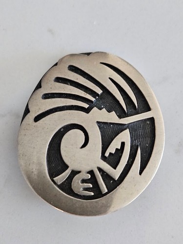 Vintage Native American Hopi Silver Overlay Pendant Pin 14.3 grams - Picture 2 of 5