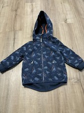 H M Boys Navy Blue With Orange Dinosaur Rain Jacket Size 3-4 Years