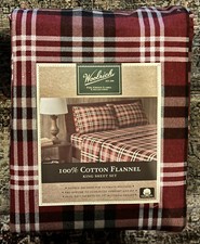 Woolrich KING Size RED PLAID Flannel Sheet Set - 100 Cotton Flannel SO WARM 