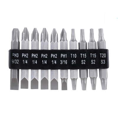 10 Piece 2 inch Double End Screwdriver Bits, Steel Material, New Condition