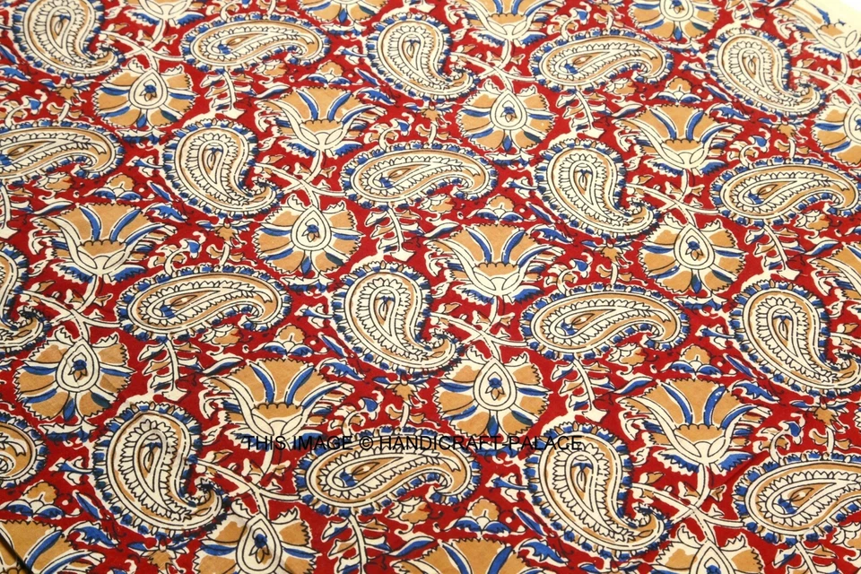 25 Yard Indian Kalamkari Print Cotton Hand Block Anokhi Printed Fabric Sanganeri - Image 4 of 4