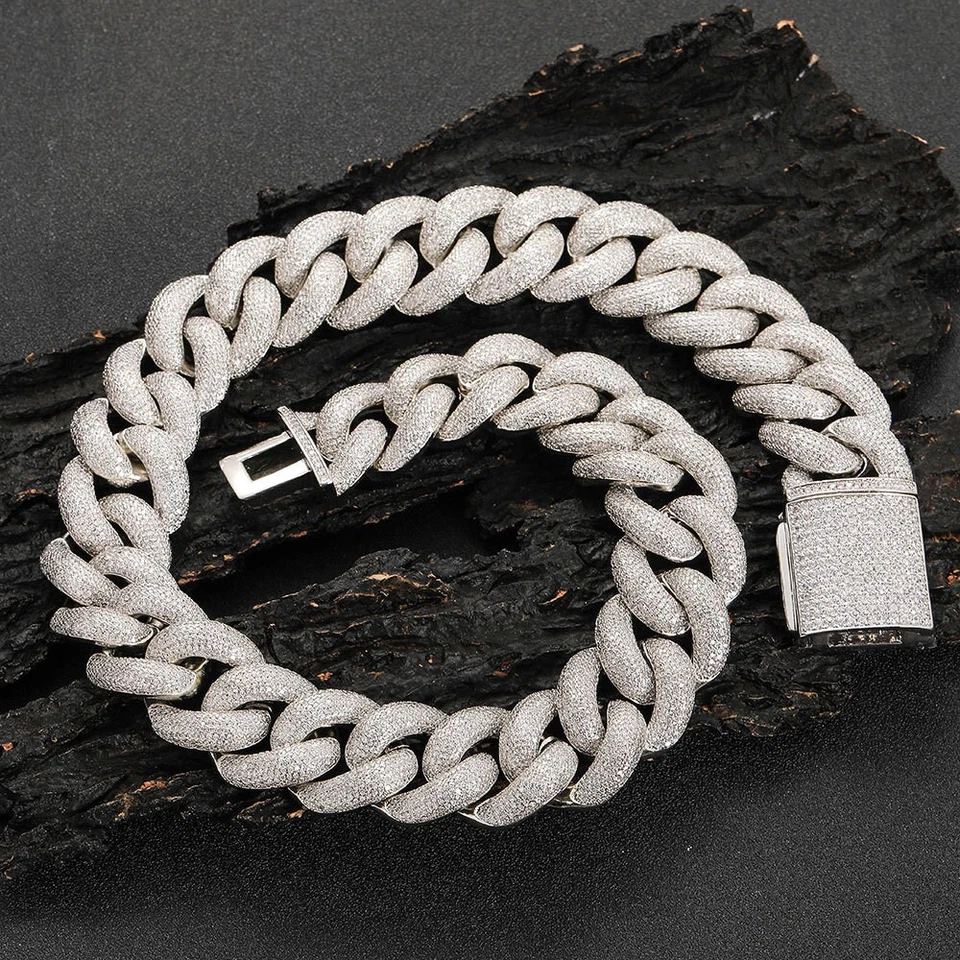 Pulseras Collar Cadena Cubana Burbuja Hip Hop 25mm Personalizadas Circón Helado Foto 4 de 4