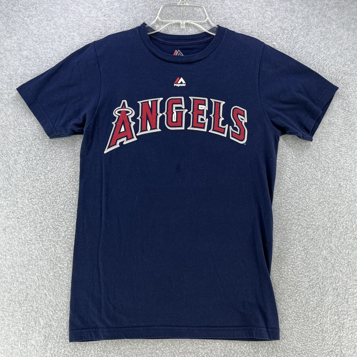 Majestic Mens T Shirt Small S Angels Baseball #27 Trout