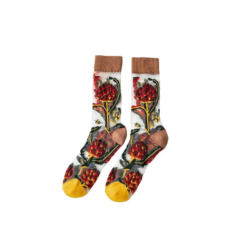 Calcetines de Seda 100% floral Casual para Mujeres