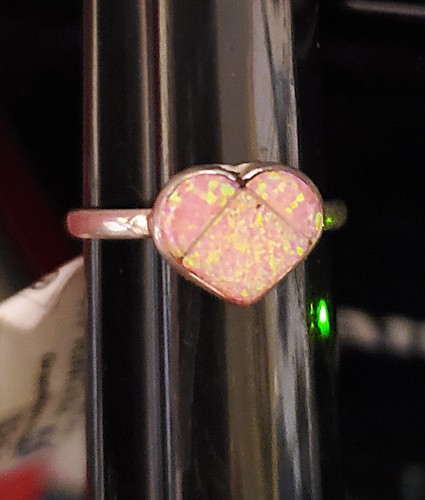 NATIVE AMERICAN ZUNI 925 Sterling FIRE OPAL (lab) CHOOSE Flower or Heart INLAY - 第 17/27 張圖片