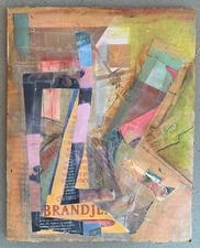 Vintage 90s Mixed Media Collage Decoupage Art Wall Hanging VanKleef Modern Art