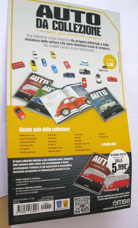 Auto da Collezione FIAT 500 1:60 - numero 1 - Nuovo!- Emse - Immagine 3 di 3