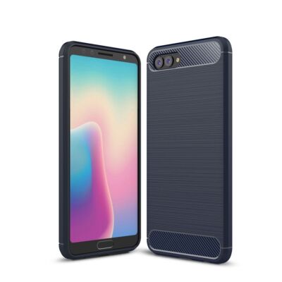 Hülle Handy Schutz für Huawei Nova 2s Case Cover Bumper Carbon Optik Etuis Blau