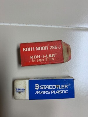 2 Erasers - 1 Staedtler Mars-Plastic White Eraser 526-50 , 1  KOH-I-NDOR 286-J