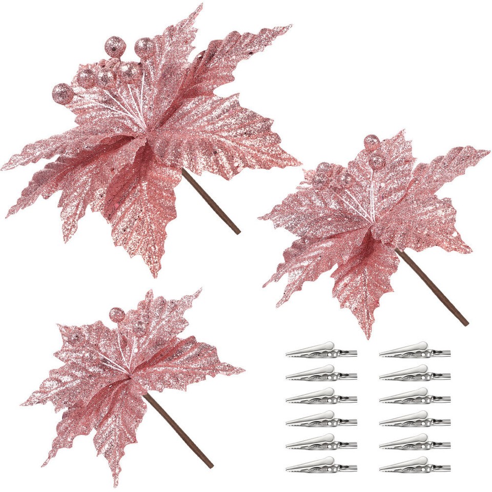 12pcs Artificial Valentine's Day Fake Flowers Glitter Flowers eBay